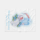 Taufe-Querbaby-Jungen-Blau-Blumen Fleecedecke (Vorderseite (Horizontal))