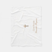 Taufe-Quergoldkruzifix-Filetarbeit Fleecedecke (Vorderseite)