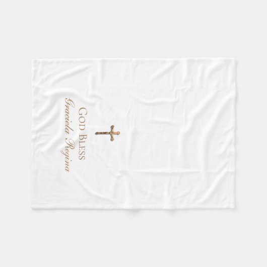 Taufe-Quergoldkruzifix Fleecedecke (Vorderseite (Horizontal))