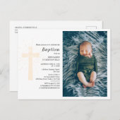 Taufe Religiöse Zeremonie Custom Baby Foto Einladungspostkarte (Vorne/Hinten)
