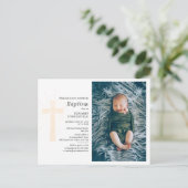 Taufe Religiöse Zeremonie Custom Baby Foto Einladungspostkarte (Stehend Vorderseite)