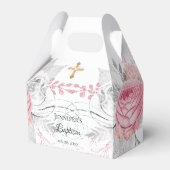 Taufe rosa bläserne silberne moderne elegante Kreu Geschenkschachtel (Vorderseite)