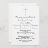 Taufe Rosa blaue Triplets Einladung (Vorne/Hinten)