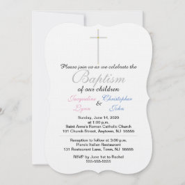 Taufe Rosa Blauer Twins Einladungen