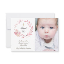 Taufe rosa Blume Kranz Dankeschön Karte