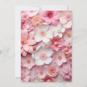 Taufe Rosa Blume Mädchen Luxus Einladung (Rückseite)