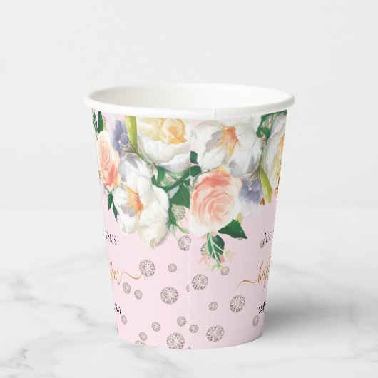 Taufe Rosa Blume Mädchen Pappbecher (Rechts)