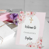 Taufe Rosa Blumenfloralen Mädchen willkommen Sockelschild