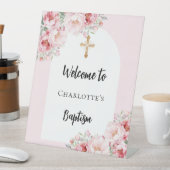 Taufe Rosa Blumenfloralen Mädchen willkommen Sockelschild (In Situ)