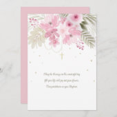 Taufe Rosa Blumenkarte Einladung (Vorne/Hinten)