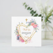 Taufe Rosa Blumenmädchen Foto danke (Stehend Vorderseite)