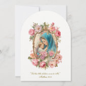 Taufe Rosa Blumenmutter Mary Jesus Gold Einladung (Rückseite)