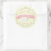Taufe Rosa Blumenreath Runder Aufkleber (Tasche)