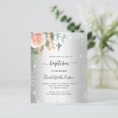 Taufe Rosa Blütenblüte Eukalyptus Einladung (Stehend Vorderseite)
