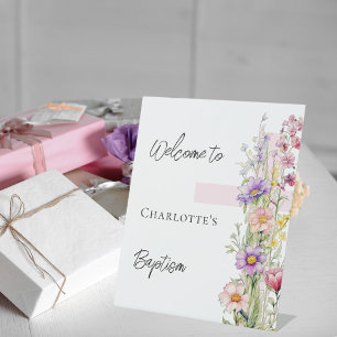 Taufe Rosa Blütenfloralen Kreuzmädchen Begrüßungsz Sockelschild