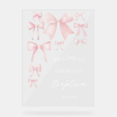 Taufe rosa Bogen willkommen klares Zeichen Acrylschild (Vorderseite)