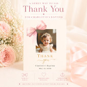 Taufe Rosa Bug Foto Creme Dankeskarte