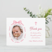 Taufe Rosa Bugband Rahmen Taufe Danke Karte (Stehend Vorderseite)