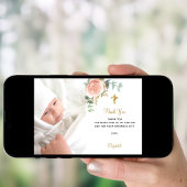 Taufe rosa Flora Foto Dankeschön Karte