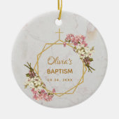 Taufe Rosa Foto Girl Keramik Ornament (Vorne)