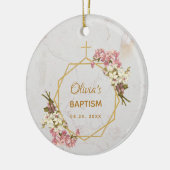 Taufe Rosa Foto Girl Keramik Ornament (Links)