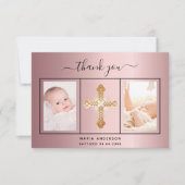 Taufe Rosa-Foto-Skriptin Dankeskarte (Vorderseite)