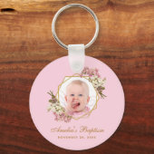 Taufe Rosa Girl Foto Blumenorchideen Schlüsselanhänger (Vorderseite)