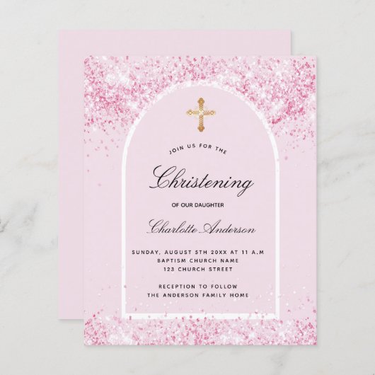 Taufe Rosa Glitzer (Vorne/Hinten)