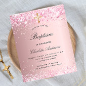 Taufe Rosa Glitzer Mädchen Einladung
