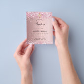 Taufe Rosa Glitzer Mädchen Einladung Flyer (Gruppe)
