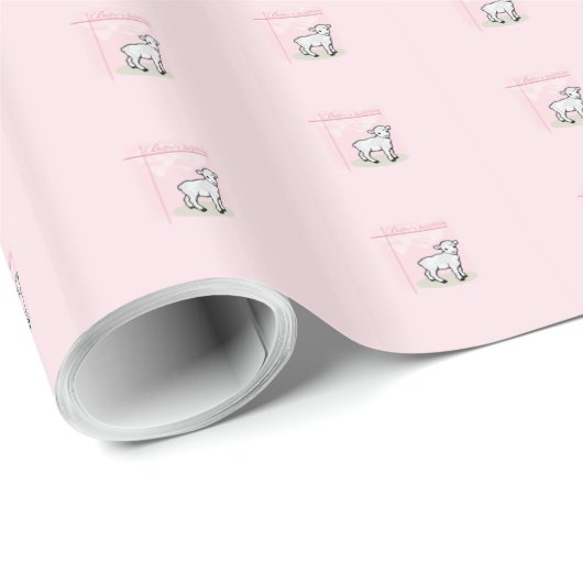 Taufe, Rosa, Mädchen, Lamm Geschenkpapier (Rolleneckpunkt)