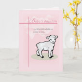Taufe, Rosa, Mädchen, Lamm Karte (Gelbe Blume)