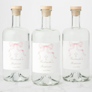 Taufe rosa Schleife Baby Mädchen  Alkoholflaschenetikett
