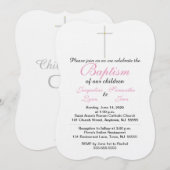 Taufe Rosa Twins Einladung (Vorne/Hinten)