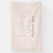 Taufe Rosary auf Rosa Banner (Vertikal)