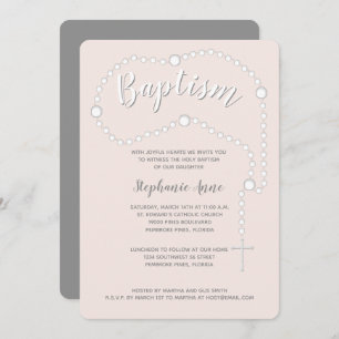 Taufe Rosary auf Rosa Einladung