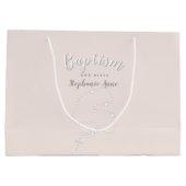 Taufe Rosary auf Rosa Große Geschenktüte (Rückseite)