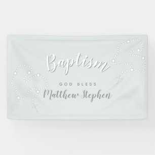 Taufe Rosary über Pulverblau Banner