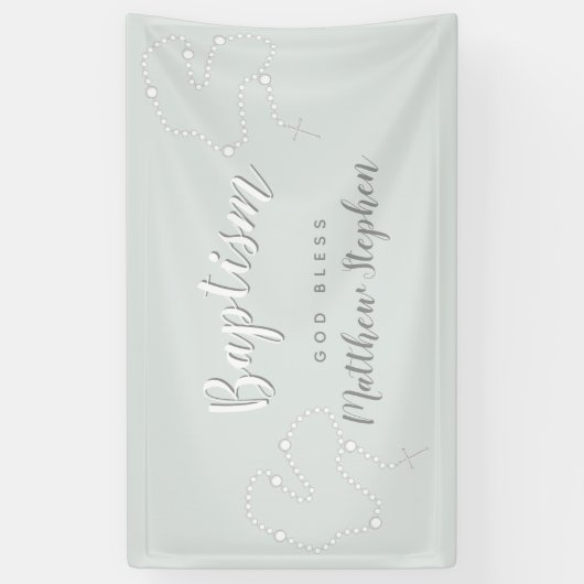 Taufe Rosary über Pulverblau Banner (Vertikal)