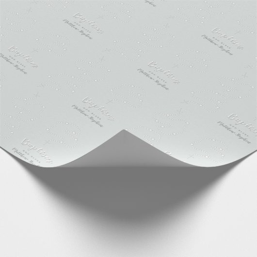Taufe Rosary über Pulverblau Geschenkpapier (Ecke)