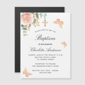 Taufe Rose Blumenschmetterlingsmagnet Magnetkarte (Vorne/Hinten)