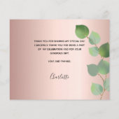 Taufe Rose eucalyptus Foto Dankeschön Karte (Rückseite)