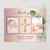 Taufe Rose eucalyptus Foto Dankeschön Karte (Vorderseite)