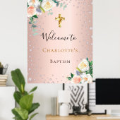 Taufe Rose Gold Rosa Blume Mädchen willkommen Poster (Heimbüro)