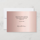 Taufe Rose Gold Schwarze Foto Drehbuch Mädchen Dankeskarte (Rückseite)