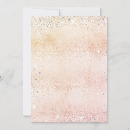 Taufe Rose Goldblume Eukalyptus Silberfunkel Einladung (Rückseite)