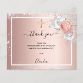 Taufe Rose goldenes Mädchen florales Foto Dankesch (Vorderseite)