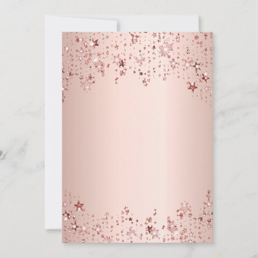 Taufe Rose Goldstars Mädchen elegant Einladung (Rückseite)