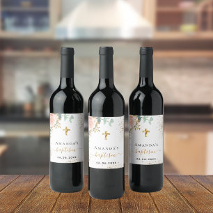 Taufe Rose Rosa Rosa Weinetikett