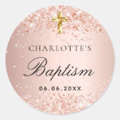 Taufe Rose Rose Goldname Girl Runder Aufkleber (Vorderseite)